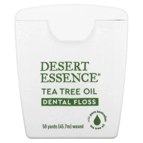 Desert Essence, Зубная нить с маслом чайного дерева, с восковым покрытием, 50 ярдов (45,7 м)