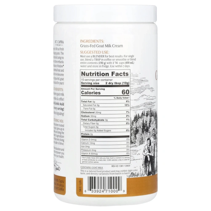 Mt. Capra, Хлопья из козьего молока, 150 г (5,29 унции)