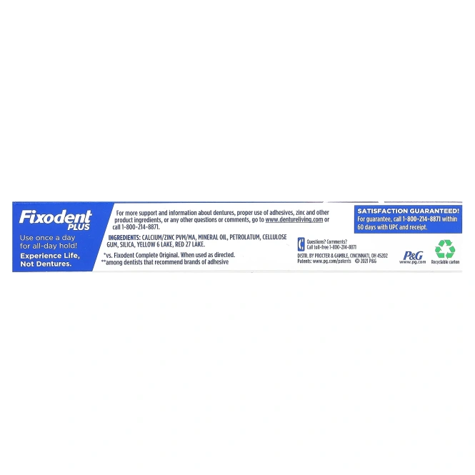 Fixodent, Plus, крем для фиксации протезов, 57 г (2 унции)