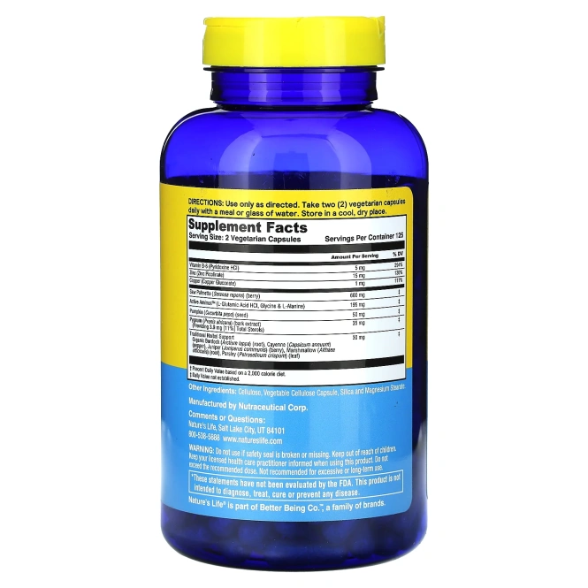 Nature's Life, Prostate Maintain 600 Plus, 250 вегетарианских капсул