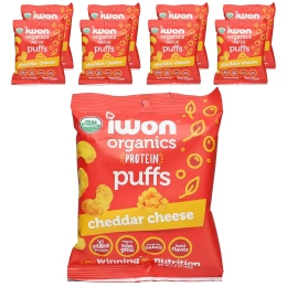 IWON Organics, Organics Protein Puffs, сыр чеддер, 8 пакетиков по 42 г (1,5 унции)