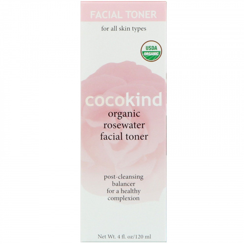 Cocokind, Органический тоник для лица с розовой водой, 4 унции (120 мл)