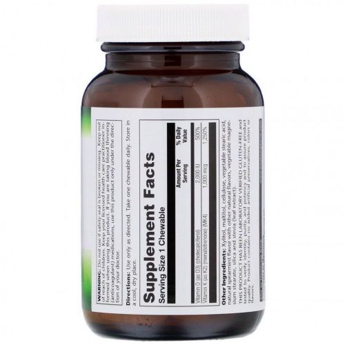 Pioneer Nutritional Formulas, жевательные витамины D3 и K2, натуральная мята, 90 жевательных таблеток