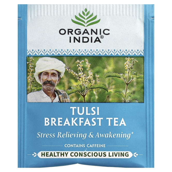 Organic India, Чай тулси, завтрак, 18 пакетиков для настоя, 30,6 г (1,08 унции)