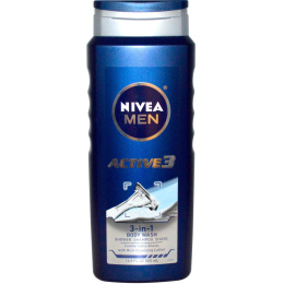 Nivea, Актив 3, Мужской гель для душа 3-в-1, 500 мл (16,9 жидких унций)