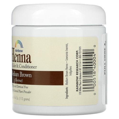 Rainbow Research, Хна, 100% растительная краска для волос и кондиционер, персидский средне-коричневый (каштановый), 4 унции (113 г)