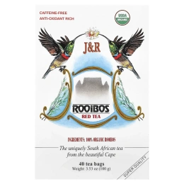 J&R Port Trading, Pure Rooibos Red Tea (Настоящий красный чай ройбуш), без кофеина, 40 чайных пакетиков, 100 г (3,53 унции)