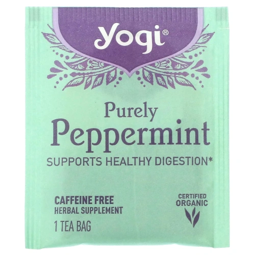 Yogi Tea, Organic, Purely Peppermint, без кофеина, 16 чайных пакетиков, 0,85 унции (24 г)
