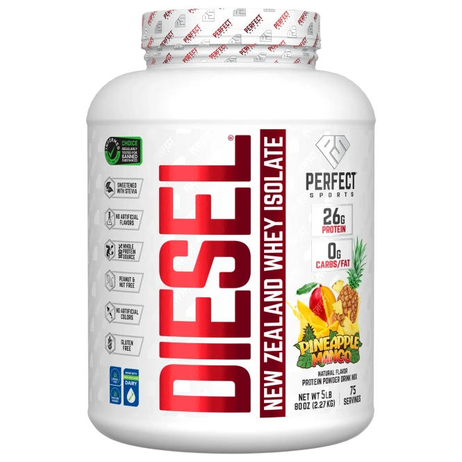 PERFECT Sports, Diesel, изолят сыворотки из Новой Зеландии, ананас и манго, 2,27 кг (5 фунтов)