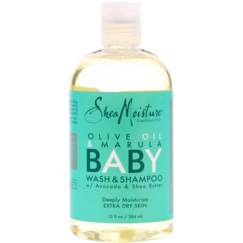 SheaMoisture, Шампунь и средство для купания для малышей с оливковым и маруловым маслом, Для очень сухой кожи, 13 ж. унц.(384 мл)