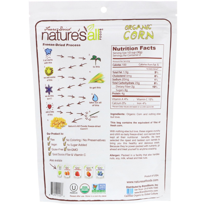 Natierra, Organic Freeze-Dried, Corn, 2.3 oz (65 g)