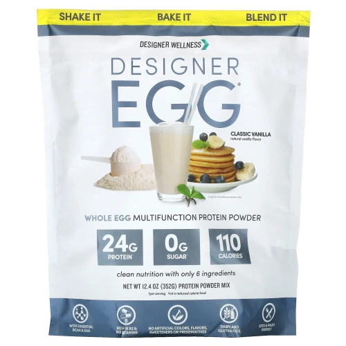 Designer Protein, Totally Egg, Натуральный яичный и желточный белок, Классическая ваниль, 12,4 унц. (352 г)