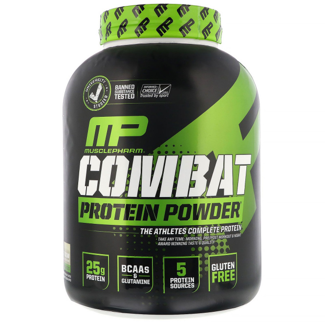 MusclePharm, Белковый порошок Combat, печенье и сливки, 5 фунтов (2275 г)