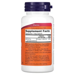 Now Foods, Витамин D, высокая эффективность, 1000 МЕ, 120 растительных капсул