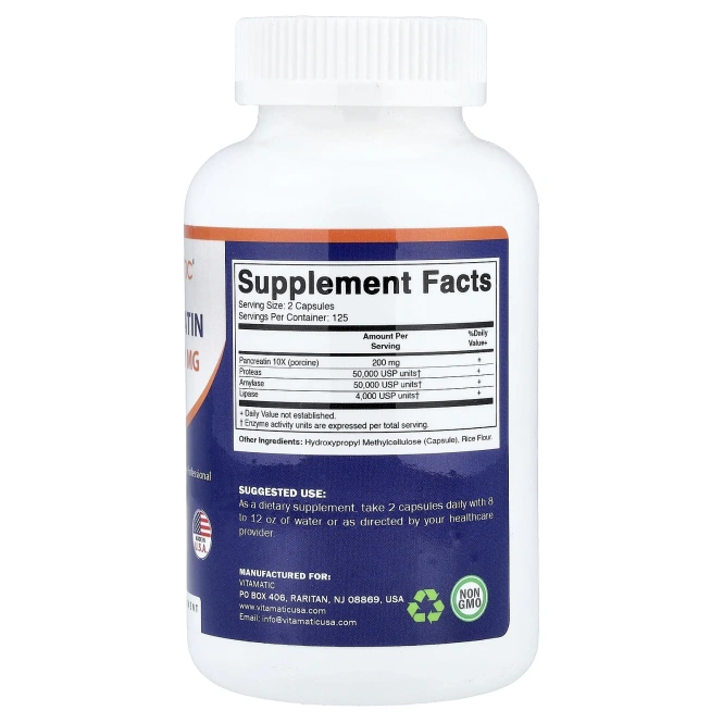 Vitamatic, панкреатин, 250 капсул