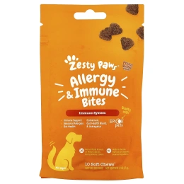 Zesty Paws, Аллергия и иммунные укусы, для собак, для всех возрастов, арахисовая паста, 10 жевательных таблеток, 35 г (1,2 унции)