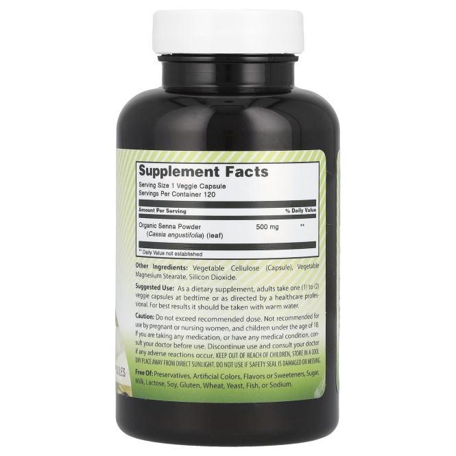 Amazing India, Сенна, 500 мг, 120 растительных капсул