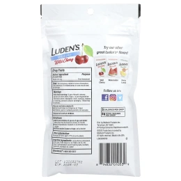 Luden's, пектиновая пастилка/смягчающее средство для полости рта, без сахара, дикая вишня, 25 капель для горла