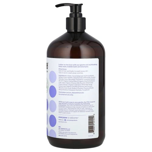EO Products, Мыло 3 в 1 для всего тела: шампунь, гель для душа и пена для ванны с лавандой и алоэ, 960 мл