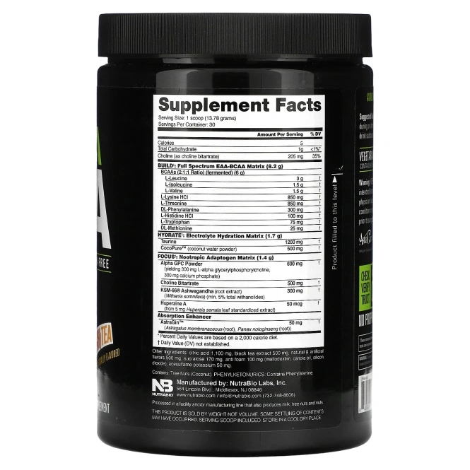 NutraBio, Alpha EAA, персиковый чай, 413 г (0,91 фунта)