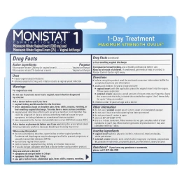 Monistat, Комбинированный пакет для лечения на 1 день, дневная или ночная яйцеклетка, максимальная эффективность, 1 вкладыш для яйцеклетки, трубка 2,6 г + 0,32 унции (9 г)