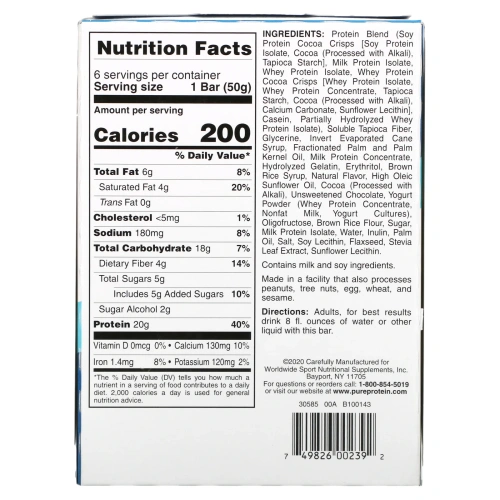 Pure Protein, Протеиновые батончики, печенье и крем, 6 батончиков, 50 г (1,76 унции)