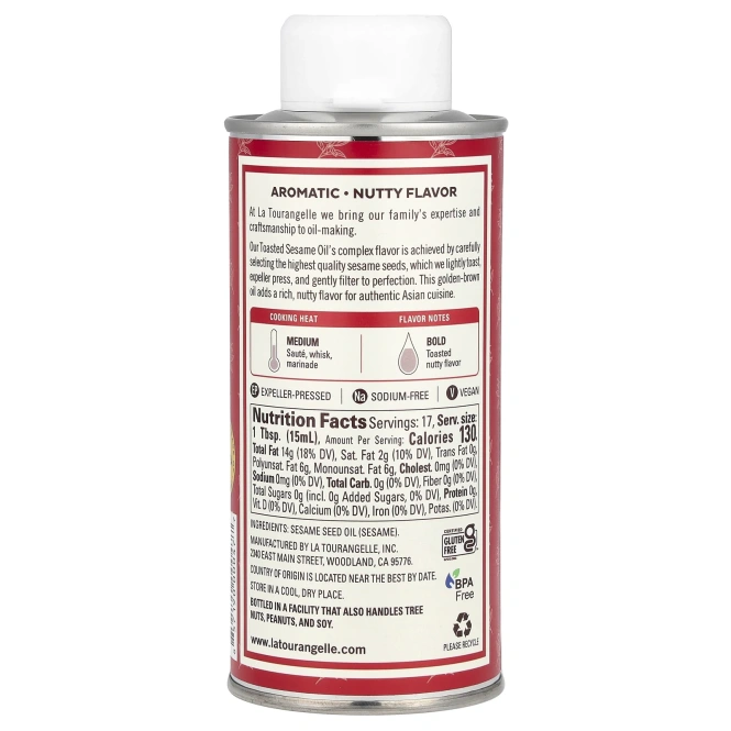 La Tourangelle, Обжаренное кунжутное масло, 250 мл (8,45 жидк. унц.)