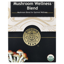 Buddha Teas, Organic Herbal Tea, оздоровительная смесь с грибами, без кофеина, 18 чайных пакетиков, 36 г (1,27 унции)