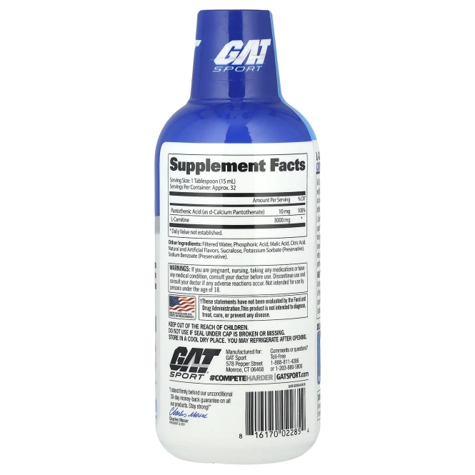 GAT, Sport, L-Carnitine, Blue Raspberry, 16 oz (473 ml)