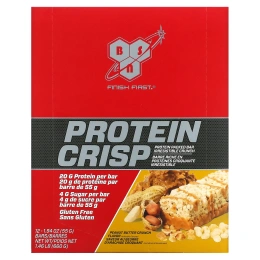 BSN, Protein Crisp, с хрустом и вкусом арахисового масла, 12 батончиков, 1,97 унц. (56 г) каждый