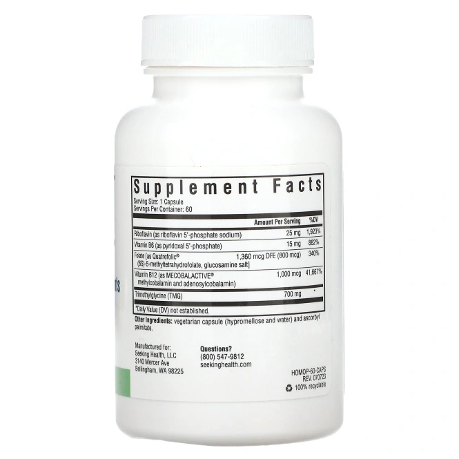 Seeking Health, Homocysteine Nutrients, добавка для поддержания здорового уровня гомоцистеина, 60 капсул