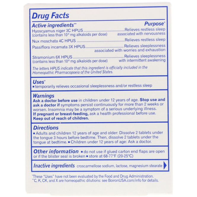 Boiron, Quietude, помощь сну, 60 быстрорастворимых таблеток