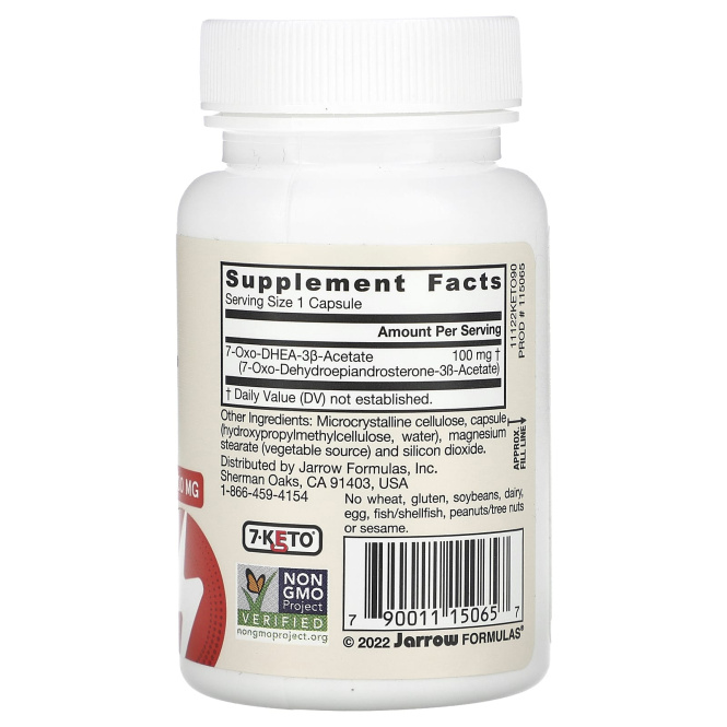 Jarrow Formulas, 7-Кето ДГЭА, 100 мг, 90 капсул