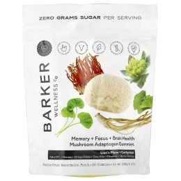 Barker Wellness Co, жевательные грибной адаптоген, со вкусом арбузного пунша, 60 жевательных таблеток