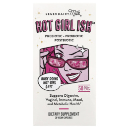 Legendairy Milk, Hot Girl Ish ™, пребиотик, пробиотик, постбиотик, 50 млрд КОЕ, 30 веганских капсул