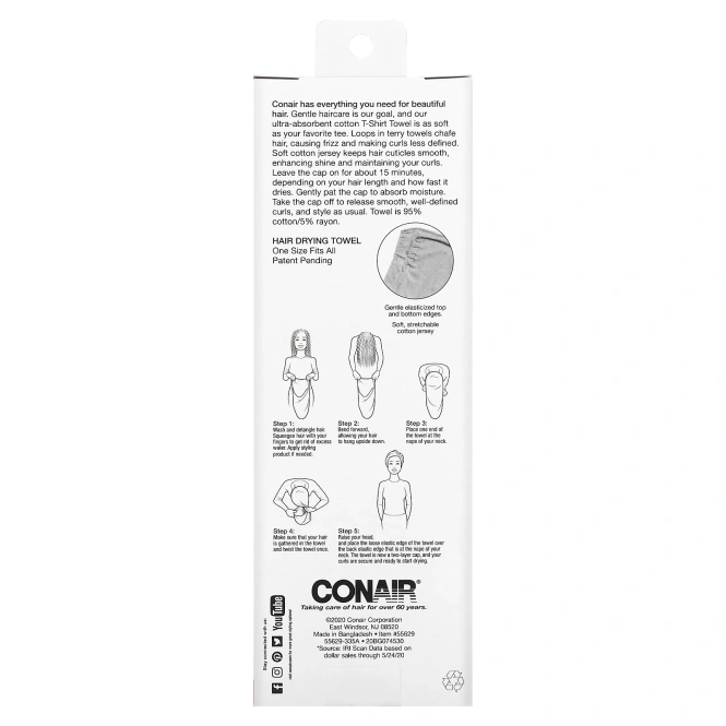 Conair, Хлопковое полотенце Twist & Wrap, 1 шт.