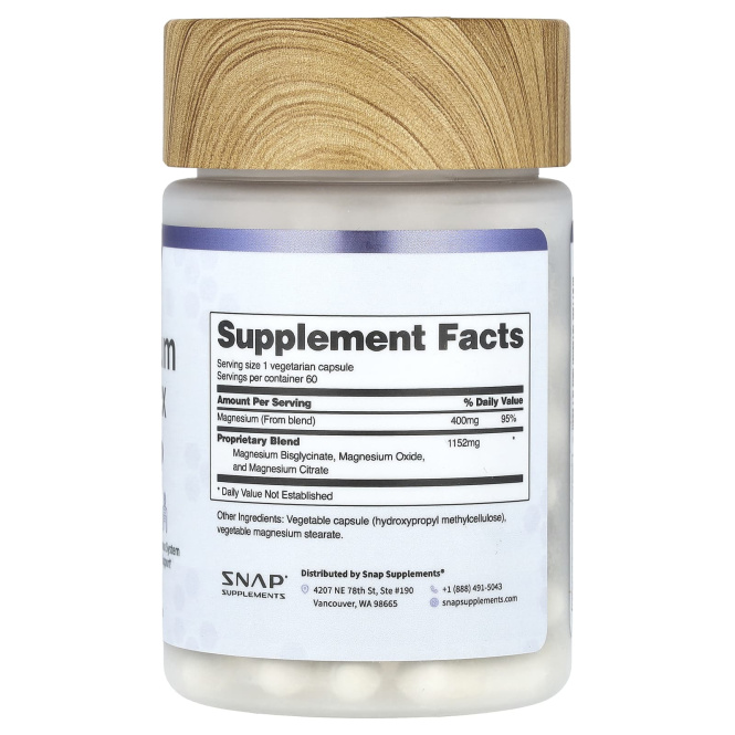 Snap Supplements, Комплекс магния`` 60 капсул