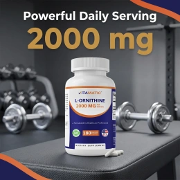 Vitamatic, L-орнитин, 180 растительных капсул (666 мг в 1 капсуле)