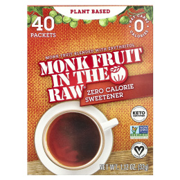 In the Raw, Monk Fruit In The Raw®, нулевой подсластитель, 40 пакетиков, 32 г (1,12 унции)