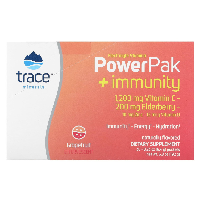 Trace Minerals Research, Electrolyte Stamina Power Pak + иммунитет Грейпфрут 30 шт