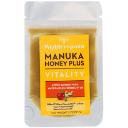 Wedderspoon, Manuka Honey Plus, Vitality, Apple Ginger with Watermelon Seedbutter, 5 Pouches, 1.1 oz (30 g) Each