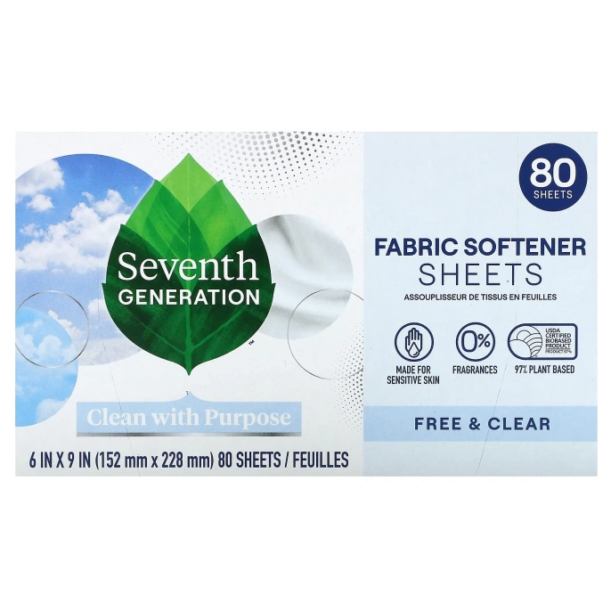 Seventh Generation, Натуральная мягкая ткань, Free & Clear, 80 шт.