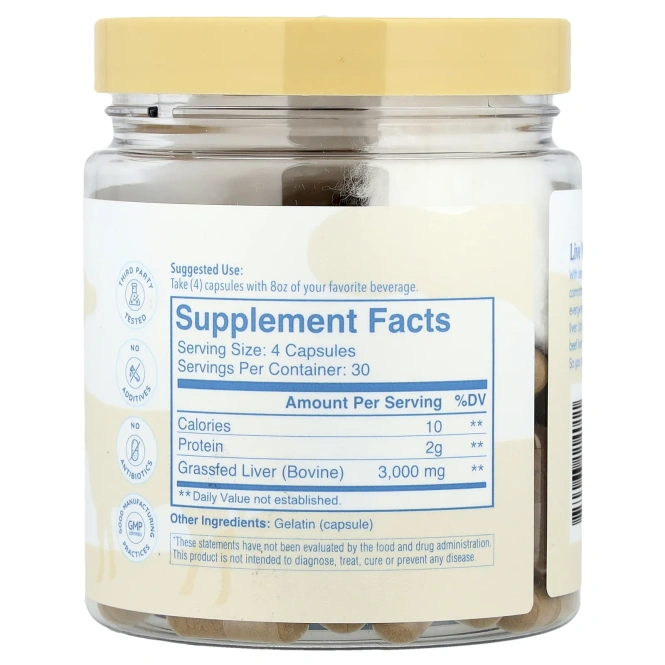 Wondercow, Говяжья печень травяного откорма, 120 капсул