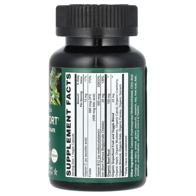 PlantFusion, Vegan Wholefood, поддержка крови, 60 веганских капсул