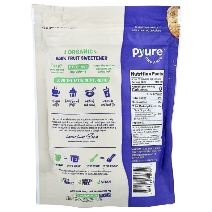 Pyure, Органический подсластитель из архата, 340 г (12 унций)
