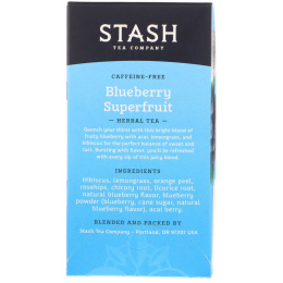 Stash Tea, Суперфруктовый травяной чай с ароматом черники, без кофеина, 20 чайных пакетиков по 1,4 унции (40 г)
