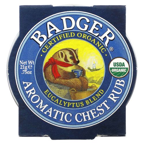 Badger Company, Органическая ароматическая мазь с эвкалиптом и мятой, .75 унций (21 г)