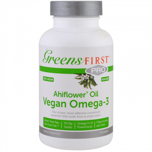 Greens First, Ahiflower Oil, Vegan Omega-3 , 90 Softgels