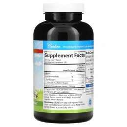 Carlson Labs, Детский жевательный кальций, натуральный ванильный вкус, 250 мг, 120 таблеток