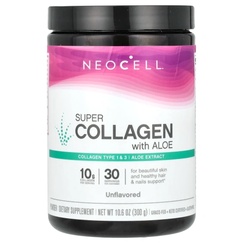 NeoCell, Суперколлаген с алоэ, без добавок, 300 г (10,6 унции)
